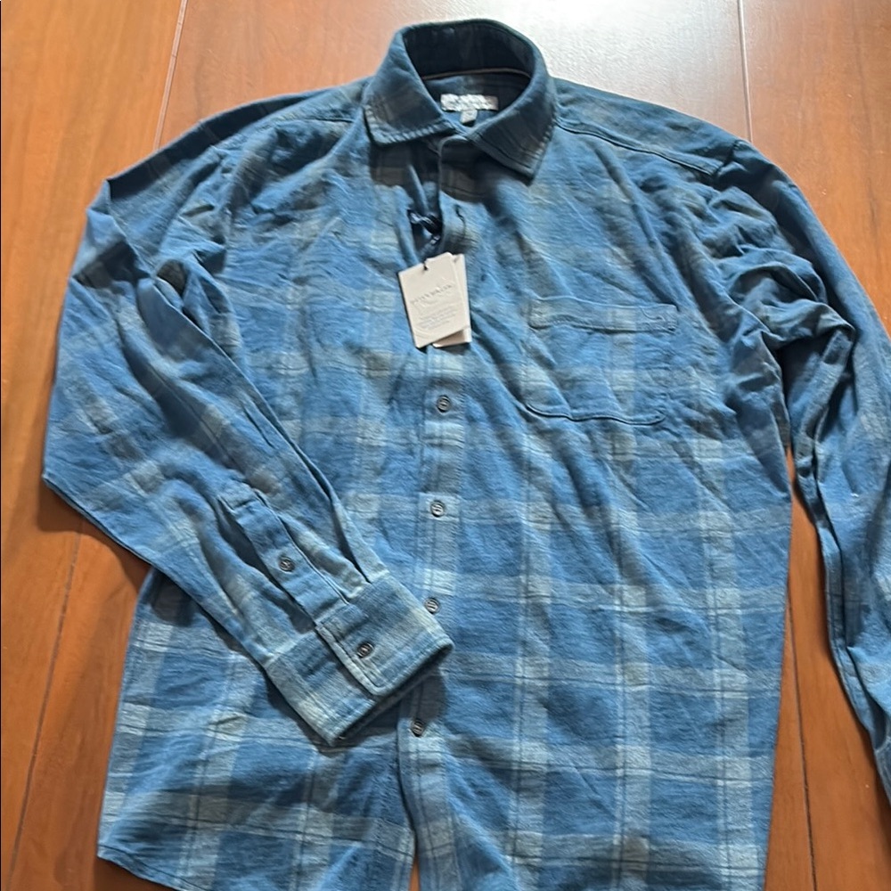 Men's Peter Millar Blue Plaid Shirt